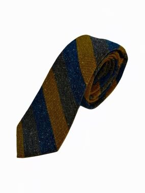 The Tie Bar Striped Tie in Navy, Gold & Charcoal